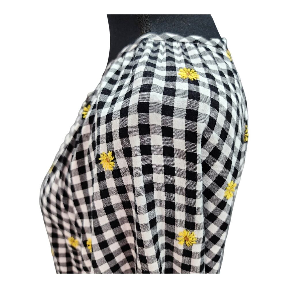Old Navy Gingham Midi Dress Women’s Small Black White Daisy Cottagecore Country - Picture 8 of 16